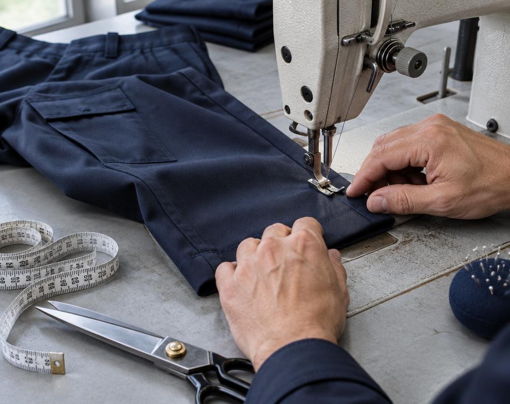 Durable navy uniform fabric and precise tailoring