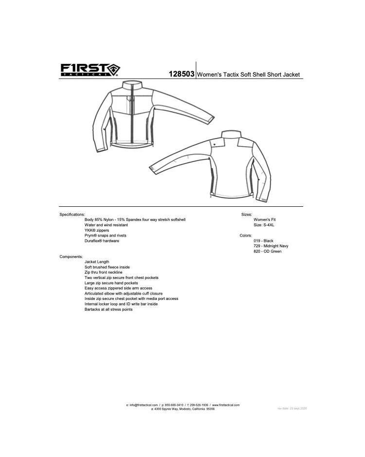 Softshell Jacket Womens Short Full Zip